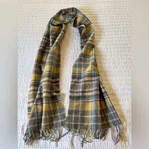 Phenix Cashmere Yellow and Gray Plaid Scarf